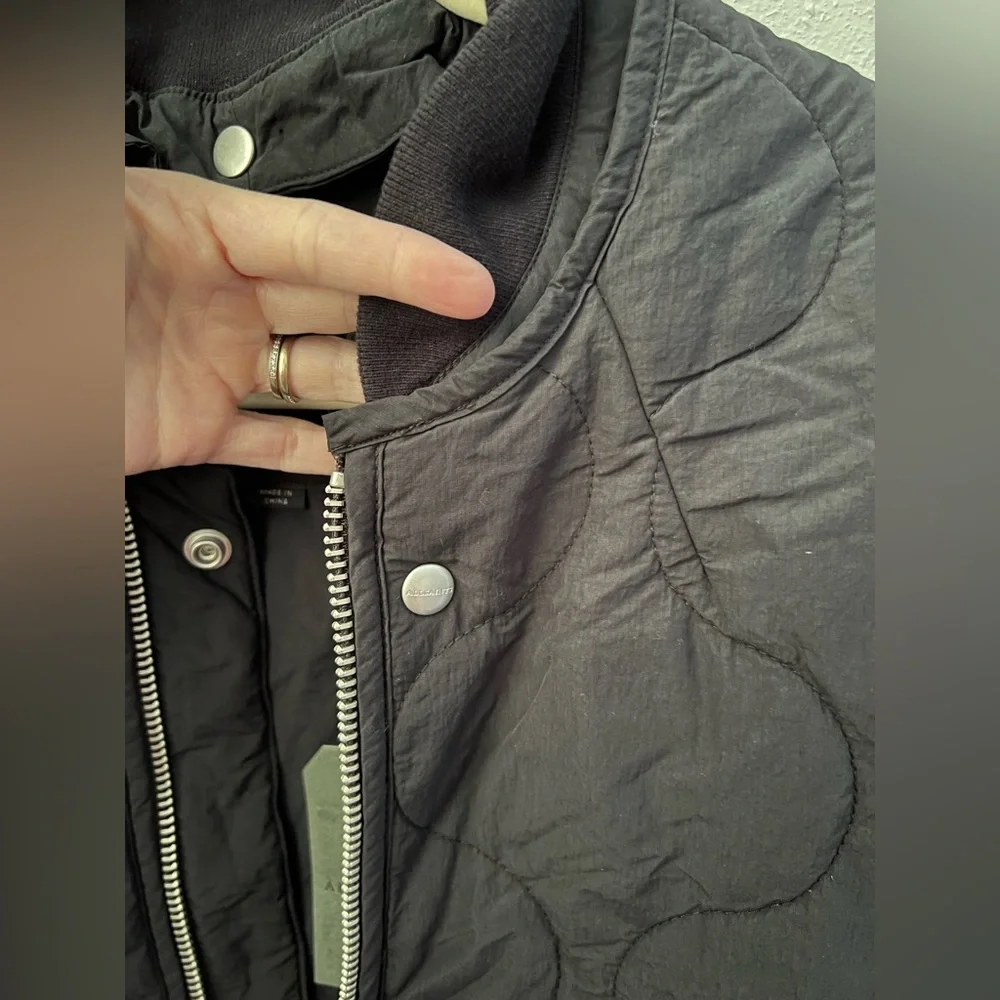 ALLSAINTS Jiro Quilted Bomber Jacket in Koto Black Size Small New - Picture 14 of 14